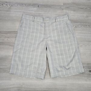 NIKE Golf Shorts Men's Size 34 Tan Plaid Nike Fit Dry